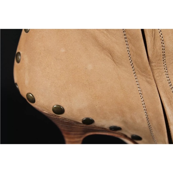 JIMMY CHOO Camel Suede Studded Detail Pointed Toe High Heel Knee Boots 37 - Picture 9 of 13